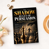 The Shadow Rules of Persuasion - paperback beside writing materials
