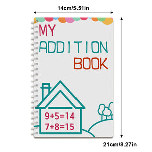 Kids addition practice book with simple equations