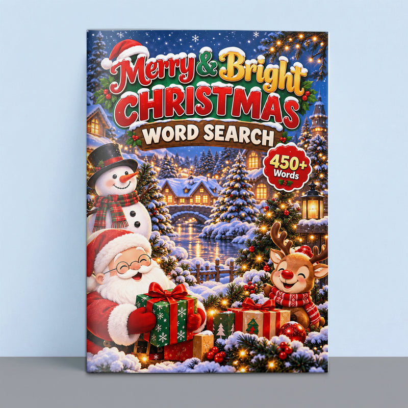 Merry & Bright Christmas Word Search - front cover