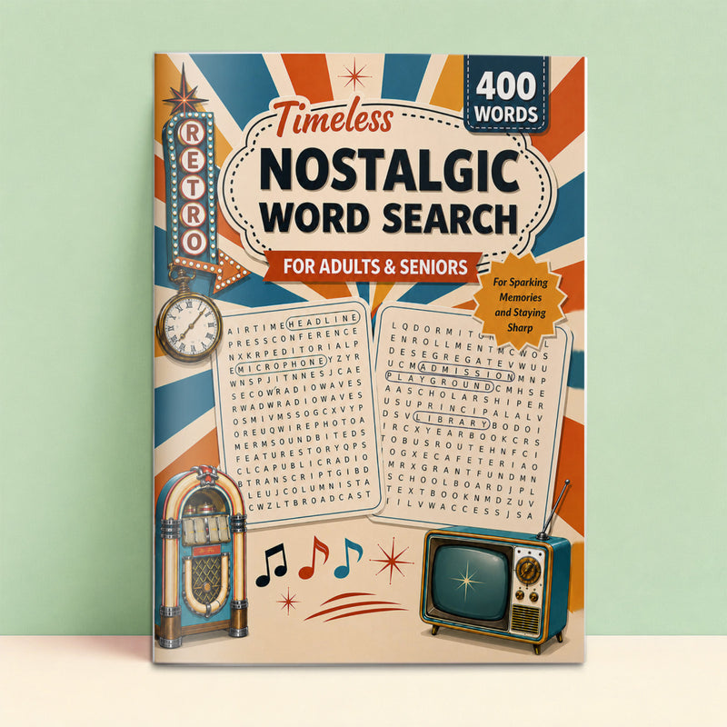 Timeless Nostalgic Word Search for Adults & Seniors - front cover
