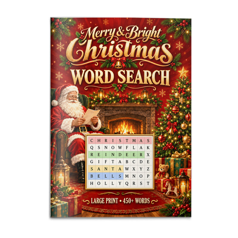 Merry & Bright Christmas Word Search - front cover